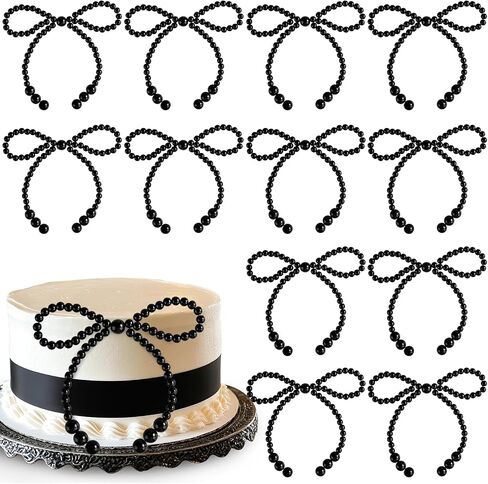 30 PCS Pearl Bow Cake Decorations White Learls Bow Knot Cupcake Topcake for Children Birthday Wedder Bridal Baby Bachelorette Party Supplies Flower Wrapp in Kuwait