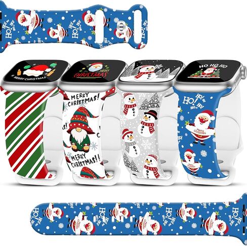 4 Pack Christmas Watch Bands Compatible with Apple Watch Band 38mm 40mm 41mm 42mm 44mm 45mm 46mm 49mm ,Winter Snowman Snowflake Xmas Gift Silicone Sport Replacement iPhone Strap for iWatch Series 10 9 Ultra 8 7 6 5 4 3 2 1 SE Women Men in Kuwait