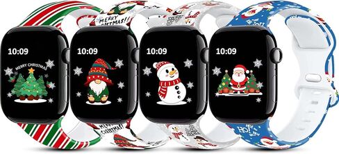 4 Pack Christmas Watch Bands Compatible with Apple Watch Band 38mm 40mm 41mm 42mm 44mm 45mm 46mm 49mm ,Winter Snowman Snowflake Xmas Gift Silicone Sport Replacement iPhone Strap for iWatch Series 10 9 Ultra 8 7 6 5 4 3 2 1 SE Women Men in Kuwait