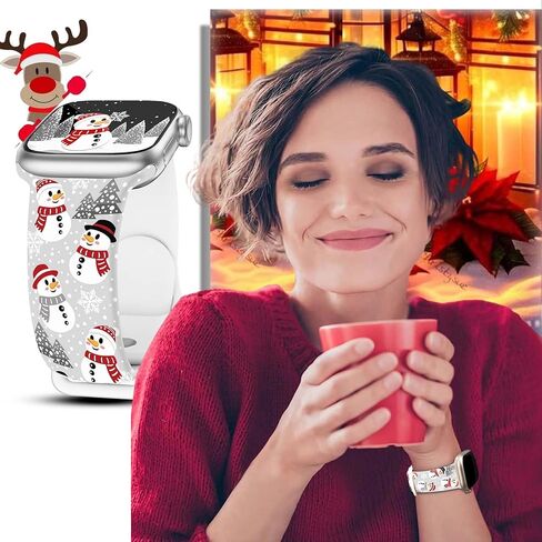 4 Pack Christmas Watch Bands Compatible with Apple Watch Band 38mm 40mm 41mm 42mm 44mm 45mm 46mm 49mm ,Winter Snowman Snowflake Xmas Gift Silicone Sport Replacement iPhone Strap for iWatch Series 10 9 Ultra 8 7 6 5 4 3 2 1 SE Women Men in Kuwait