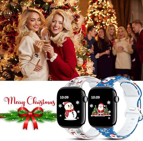 4 Pack Christmas Watch Bands Compatible with Apple Watch Band 38mm 40mm 41mm 42mm 44mm 45mm 46mm 49mm ,Winter Snowman Snowflake Xmas Gift Silicone Sport Replacement iPhone Strap for iWatch Series 10 9 Ultra 8 7 6 5 4 3 2 1 SE Women Men in Kuwait