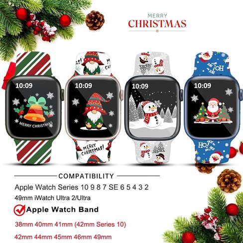 4 Pack Christmas Watch Bands Compatible with Apple Watch Band 38mm 40mm 41mm 42mm 44mm 45mm 46mm 49mm ,Winter Snowman Snowflake Xmas Gift Silicone Sport Replacement iPhone Strap for iWatch Series 10 9 Ultra 8 7 6 5 4 3 2 1 SE Women Men in Kuwait