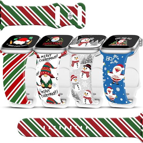 4 Pack Christmas Watch Bands Compatible with Apple Watch Band 38mm 40mm 41mm 42mm 44mm 45mm 46mm 49mm ,Winter Snowman Snowflake Xmas Gift Silicone Sport Replacement iPhone Strap for iWatch Series 10 9 Ultra 8 7 6 5 4 3 2 1 SE Women Men in Kuwait
