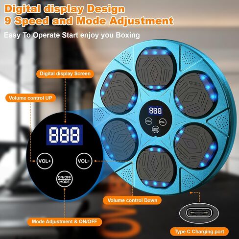 Music Boxing Machine for kids,Bluetooth Smart Music Punching Machine with Boxing Gloves,5 Speed Mode Counting Boxing Wall Mount Machine for Kids Adult,Boxing Workout Equipment Target for Home,Gym in Saudi Arabia