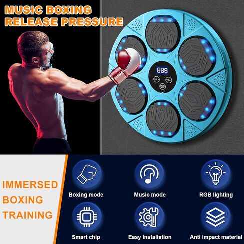 Music Boxing Machine for kids,Bluetooth Smart Music Punching Machine with Boxing Gloves,5 Speed Mode Counting Boxing Wall Mount Machine for Kids Adult,Boxing Workout Equipment Target for Home,Gym in Saudi Arabia