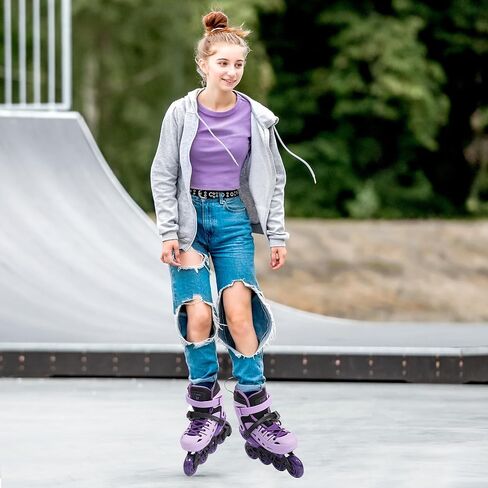 Inline Skates for Kids Girls and Boys, 4 Sizes Adjustable Roller Skates Blades with Full Light Up Wheels for Women Men, Durable Outer Shell, Roller Skates 4-12 Adults in Kuwait