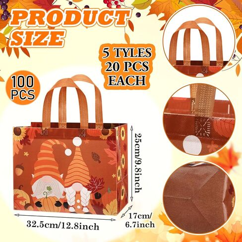 Abbylike 100 Pack Large Easter Gift Bags Bulk Reusable Easter Tote Bags with Handles Non Woven Treat Baskets for Egg Hunt Party Favors, 12.8 x 9.8 x 6.7 Inch in Kuwait