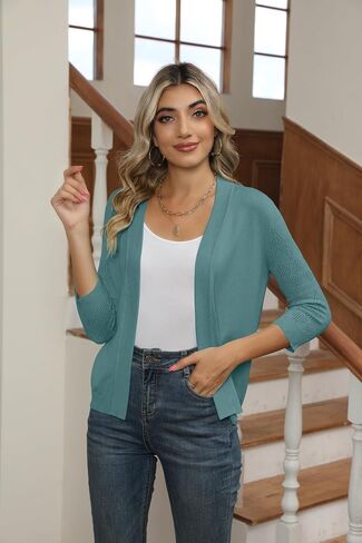 سترات نسائية مقصوصة تتغاضى عن الفساتين 3/4 كم خفيفة الوزن مجوفة من الكروشيه متماسكة سترة علوية in Kuwait