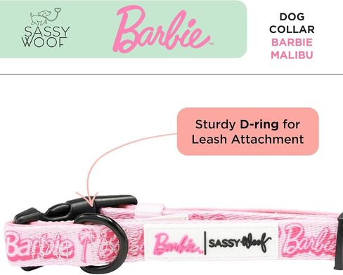 Dog Collar Barbie™ Malibu - M, Adjustable, Durable, Comfortable and Stylish Pet Accessories for Medium Dogs - Officially Licensed in Kuwait