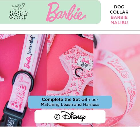 Dog Collar Barbie™ Malibu - M, Adjustable, Durable, Comfortable and Stylish Pet Accessories for Medium Dogs - Officially Licensed in Kuwait