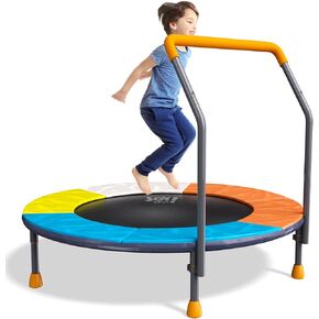 3FT Foldable Trampoline for Kids, 36" Mini Small Trampoline with Handle Bar Indoor|Outdoor, Height-Adjustable|Max Load 150LBS,Toddler Baby Jumping Mat,Fitness Recreational Trampoline Birthday Gift