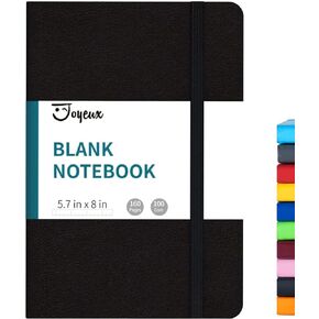 JOYEUX Blank Journal Notebook, A5, 160 Pages 100 Gsm Thick Sketch Books Hardcover Journal for Writing, 5.7 inches x 8 inches Notebooks for Work (Dark Grey)