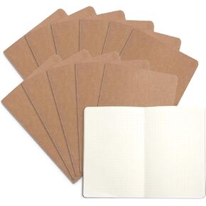 Blue Summit Supplies Travel Journals, Bulk 12 Pack Journal Set with Dotted Grid Paper, Lightweight Journal with Kraft Paper Covers, 8.25" x 5.5" (21cm x 14cm), 60 Pages, Set of 12