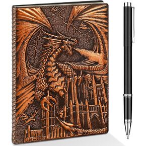 3D Dragon DND Journal Writing Notebook, Fantasy D&D Leather Journal Book for Dungeons and Dragons Gifts Nerdy DM & Players RPG Lovers Accessories, 200 Pages A5 Travel Notepad for Men or Women