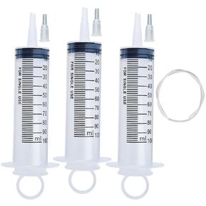 3pcs 250ml Syringes with Tube and Tip Adapter, Extra Large Plastic Syringe with Tubing for Glue Dispensing, Scientific Labs, Watering, Refilling