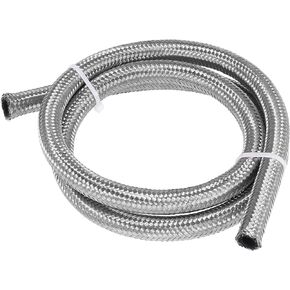 X AUTOHAUX Car Stainless Steel Braided Mesh Hose 3.3ft 1/2" AN8 Fuel Hose Oil Gas Line Silver Tone