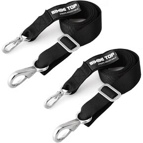Boat Adjustable Bimini Top Straps,Boat Awning Webbing Straps with Stainless Stee Snap Loops Adjustable from 24" - 60",Bimini Top Hardware,Marine Nylon Top Straps,Boat Awning Hardware 2PCS