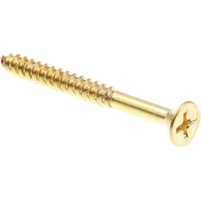 Prime-Line 9035812 Wood Screw, Flat Head Phillips, #10 X 2 in, Solid Brass, Pack of 25