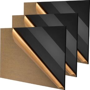 Wenqik 3 Pcs Black Acrylic Sheet 12" x 24" x 1/4" Black Cast Sheet with Protective Paper Plastic Panel Display for DIY Project Craft Display Frames Business Signage Wedding Invitation