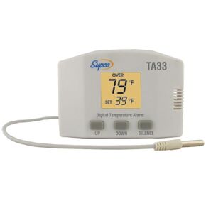 Supco TA33 Single Set Point Temperature Alarm with Digital Display and Battery Backup, -40 to 160 Degrees F, 120 VAC