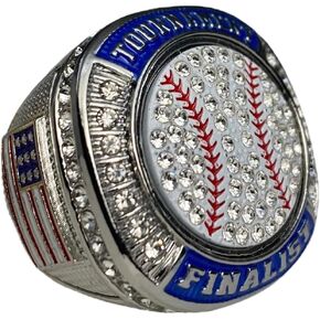 Legacy Rings 1 or 12 Pack Softball Baseball Championship Trophy Ring Tournament Champions or Finalists Silver-Tone Clear