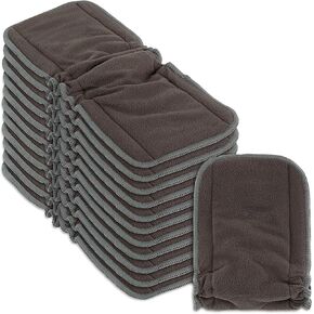 Naturally Nature Cloth Diaper Inserts, 5 Layer Rayon Fleece, Pack of 12, Resuable, Washable Inserts for Cloth Diapers, Color Gray