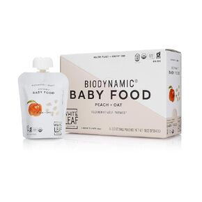 White Leaf Provisions Biodynamic Organic Baby Food Peach + Oat (6 (90g) Pouches)