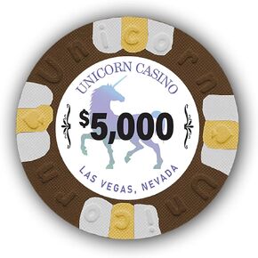 DA VINCI Pack of 50 Unicorn All Clay 9 Gram Poker Chips with Denominations, Authentic Casino Weighted Chips