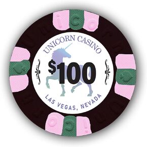 DA VINCI Pack of 50 Unicorn All Clay 9 Gram Poker Chips with Denominations, Authentic Casino Weighted Chips