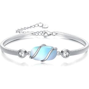 HPQQ 925 Sterling Silver Bangle Bracelet for Women Adjustbale Gmestone Bracelet Fine Jewelry Anniversary Birthday Mothers Day Gifts for Women Mom Wife Girls