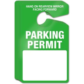 50 Pack Parking Permit Hang Tag -Poly Plastic Parking Placards -Temporary Parking Passes, Blank PVC Parking Passes for Car Rear View Mirror 3x5" (Green)