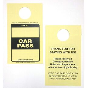 Car Pass Parking Permit Rearview Mirror Hang Tag for Campgrounds RV Parks Trailers Campers Site Tags (Yellow, 1000)