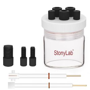 stonylab Electrolytic Cell, Borosilicate Sealed Electrochemical Cell Kit Reactor Electrolyzer with 5-Hole PTFE Lid, 100 ml