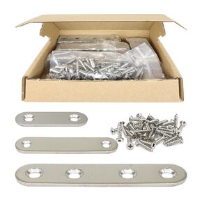 FORRCKY 35Pcs 1.5in 2.3in 4 inches Stainless Steel Flat Straight Brace Mending Corner Brackets Repair Fixing Joining Plates Bracket with Tapping Screws