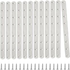 12Pcs Silver Mending Plate, 10" Flat Straight Braces Heavy Duty Metal Straight Bracket, Cast Iron Mending Joining Repair Plates Fixing Bracket Connector for Repairing Wooden Furniture, 250MMx20MMx3MM