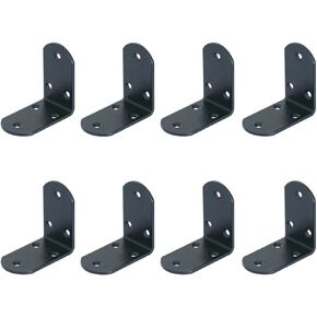 8Pcs Heavy Duty Corner Braces Solid Metal 90 Degree Joints Support Right Angle Brackets 3mm Thick Black, 88x88x38mm Corner Bracket Fastener for Wood Wall Shelves