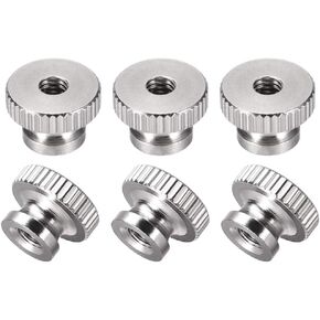 uxcell Knurled Thumb Nuts, 6Pcs M4x0.7mm 304 Stainless Steel Round Knobs Fasteners for 3D Printer Parts, Silver Tone