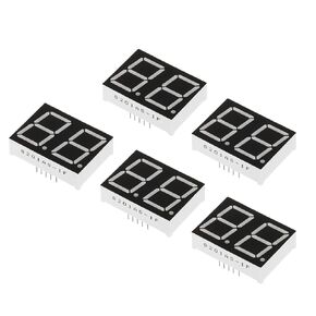 PATIKIL LED Display Digital Tube, 5 Pack Common Cathode 7 Segment 10 Pin 2 Bit 2.1V LED Display Module for Electronic Driver Boards, Red