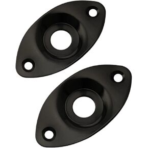Musiclily Metal Blank Oval Dented Output Jack Plates for Electric Guitar, Black (Pack of 2)
