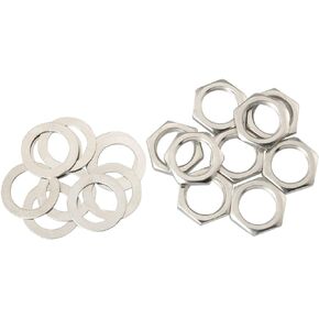 MEETOOT 10 Sets 3/8" x 32 Potentiometer Nut Metric Guitar Input Output Jack Socket Nut 9.36mm Silver Bass Socket Brass Nut Gasket Kit