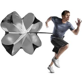 MioCloth Running Speed Chute Resistance Parachute 57 inch Powerchute Power Training Umbrella Sprint Soccer Trainer Core Training Runner Football Soccer Drilling Fitness Athlete Explosive Power Black