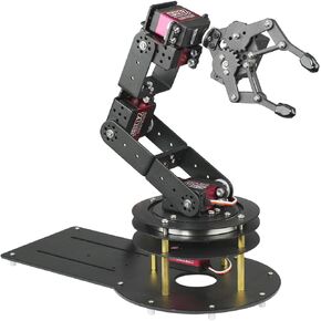 Robotic Arm Bracket Kit 6DOF Black Aluminum Mechanical Claw Kit Robotic Claw Kit Botton Plate Bracket (Unassembled Parts Without Servos)