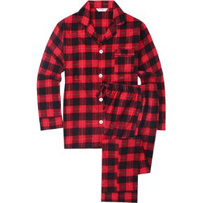 Flannel People Mens 100% Cotton Flannel Pajama Set with Pant Pockets & Drawstring