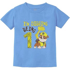Paw Patrol Rubble Digging 1st Birthday Shirt 1 Year Old Boy Infant Kids T-Shirt