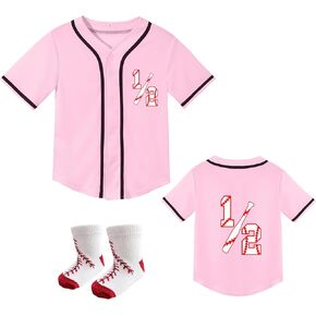 1/2 Half Birthday Baseball Jersey Baby Boys Halfway to One Birthday Shirt with Socks