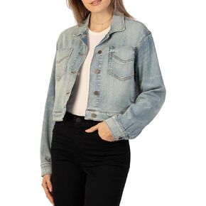 KUT from the Kloth Women's Lara Crop Jacket W/Drop Shoulder-Patch Front Pocket