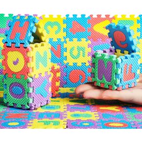 36 PCS Foam Play Mat 2 x 2 Inch Interlocking Alphabet and Numbers Mini ABC Mats for Floor Colorful Alphabet Mats Foam Letter Mats for Floor, Soft EVA Tiles Reusable Easy to Clean