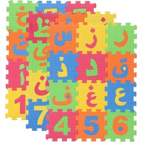 Unomor 36pcs Arabic Alphabet Puzzle Mats Interlocking Foam Puzzle Play Mat Colorful Eva Tiles Letter Floor Puzzles Matching Learning Tool for Girl Boy