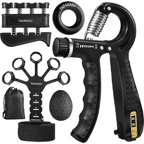 TADAKAZU Grip Strength Trainer Kit (5 Pack) Adjustable Resistance Hand Gripper,Finger Exerciser,Hand Extension Exerciser,Stress Relief Ball and Forearm Workout Ring for Muscle Building Injury Recover