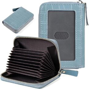 EcoVision Credit Card Holder RFID Card Case Wallet, Small Accordion Zipper Card Case Holder, Card Organizer Case for Women Men
